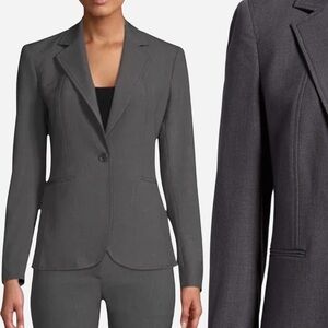 Anne Klein Melange One Button Notch Collar Jacket Blazer Gray 6 NWOT